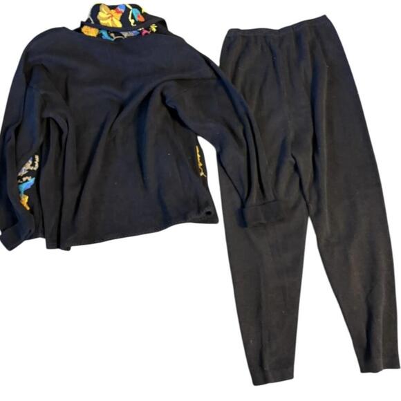 Bonnie Boerer 80s embroidered floral knit lounge set S - Picture 2 of 8